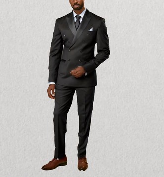 Black men's suit  black two-piece suit bespoke costume