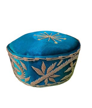 Velvet Stoned Crown Wedding Hat,  Traditonal Beaded Cap, African Mens Hat, African Wedding Hat