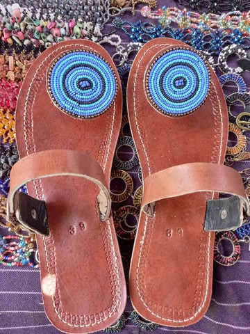Masai sandals, beaded sandals, leather sandals, female sandals
