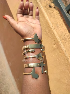 Bracelets en laiton africains, bracelets de manchette, bracelets de manchette en laiton