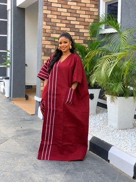 Burgundy African Boubou Gown | Luxury Kaftan Dress | Elegant African Maxi Dress