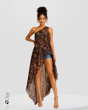 Oversized asymmetrical chiffon tunic