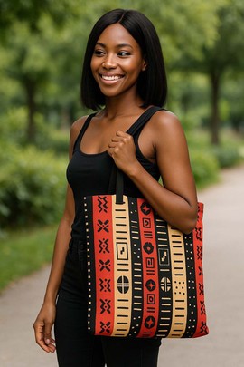 Colorful African Print Tote Bags | Traditional Mudcloth Print | Large Capacity