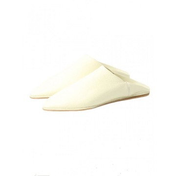 White genuine leather slippers