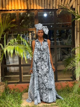 Robe boubou hirondelle noir et Blanc