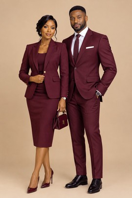 Costume deux pièces ajusté pour homme et ensemble blazer cintré avec jupe crayon pour femme