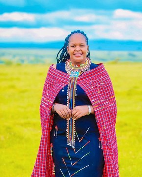 Beaded Maasai dress with a matching shawl