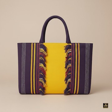 Ochre &amp; Plum Fringe Aso-Oke Tote