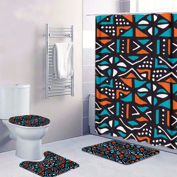 Cultural Unique Bath Mat White and Black Bathroom Rug (LARGER SIZES AVAILABLE)