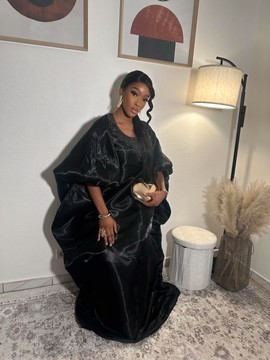 Robe Bubu brillante en Mikado, boubou africain de luxe, robe kaftan élégante