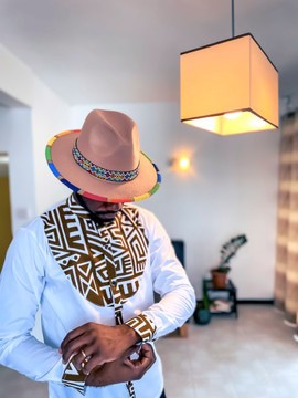 BUY 1 GET 1 FREE |Men's Tunics Traditional African Ankara White Long Sleeve Shirts