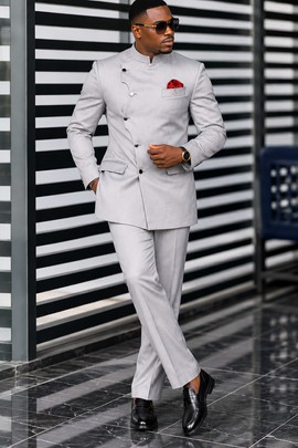 Costume safari de luxe gris argenté