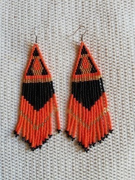 African Beaded earrings, Beaded Fringe earrings, Elegant earrings, Tribal earrings, Gift for her