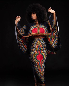 African print two piece cape top and pencil skirt, Ankara cape top and skirt, wax print dress