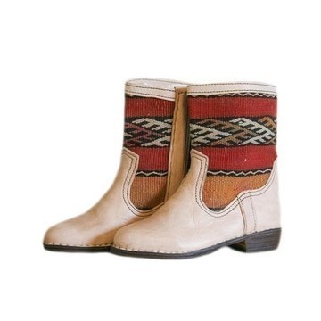 BIG SALE! Genuine leather boots with Kilim Handmade by Cuiroma craftsmen in Morocco