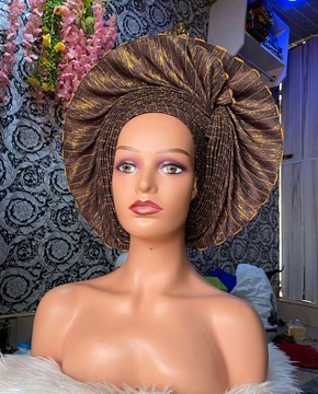 African Gele, Pre styled Head Tie, Auto Gele, Pre-Wrapped Gele, Ceremonial Head Cover, Head Dress