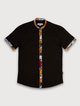 Abidjan black short-sleeved Mao shirt