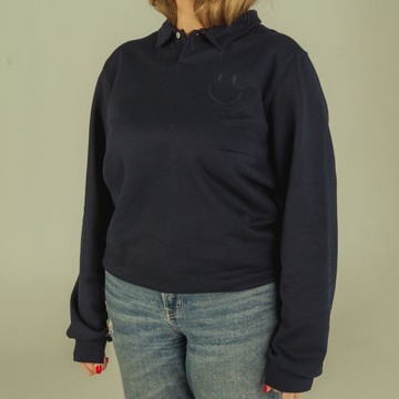 Sweat-polo Bleu Loose Fit Unisexe affirmation en broderie "I'm Proud Of You" Détails En Wax