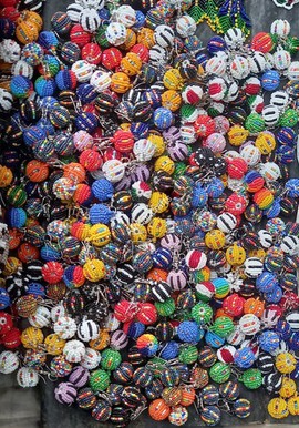 20 African Beaded Ball Drop Earrings – Handmade Colourful Statement Earrings