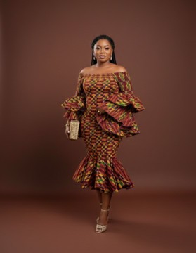 Exquisite Off-Shoulder Ruffled Mermaid Dress in Earthy Tones
