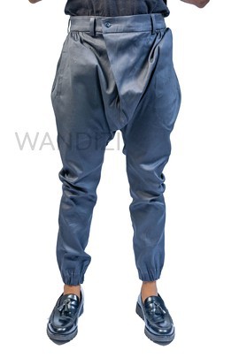 Drop Crotch Harem Khaki Style Pants, Low Crotch Harem Pants, Blue Harem Pants,