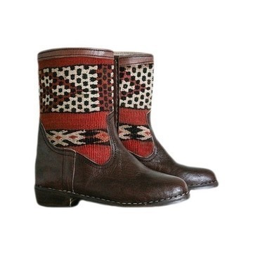 BIG SALE! Genuine leather boots with Kilim Handmade by Cuiroma craftsmen in Morocco