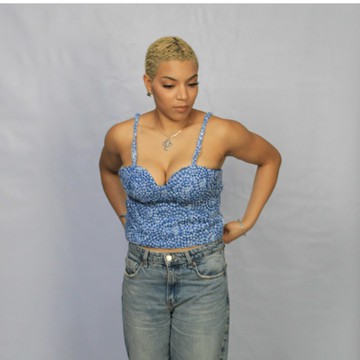 Chiffon Rosette Bustier Crop Top