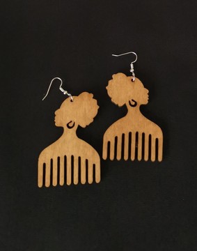 Brown Comb Wooden Earrings
