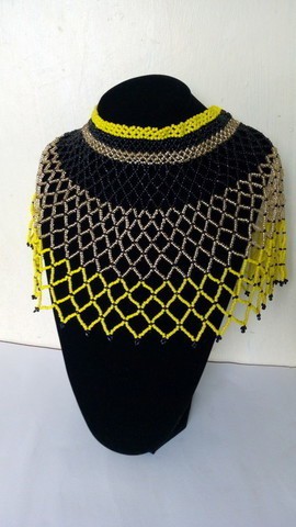 African Beaded shawl necklace, Zulu Beaded  Cape necklace, Christmas gift for her, Bridesmaid gift