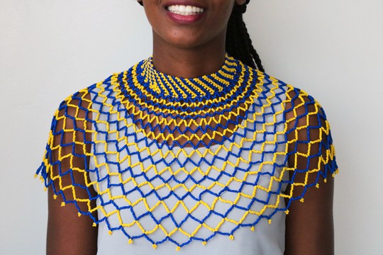 Collier châle perlé africain, collier Cape perlée zoulou, cadeau de Noël pour elle, cadeau de demoiselle d'honneur