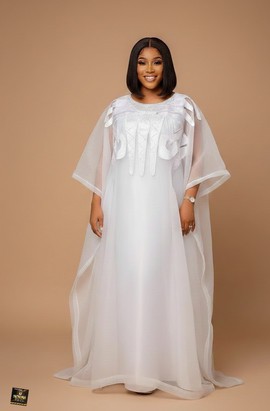 Grand boubou maxi en organza blanc