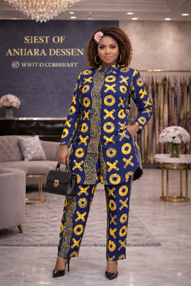 Luxury Ankara Pant Set for Women – Elegant African Two-Piece Outfit