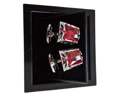 Red Gemstone Rectangular Cufflinks