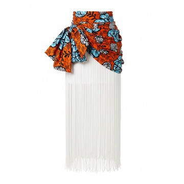 MA | Jupe midi à imprimé floral et franges Riya