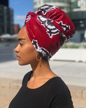 Beautiful wax and satin wrap turban