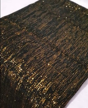 Black Ashanti Bonwire Kente with Gold shimmer-Hand woven