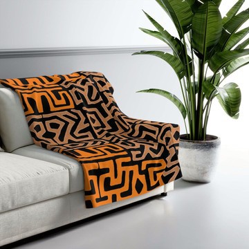 Traditional African Blankets Throw Fleece Kuba Print (MORE SIZES AVAILABLE)