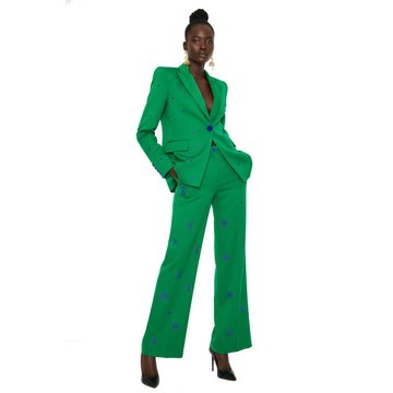 Blazer INAYA en cristal émeraude + pantalon HUDA à symboles en cristal