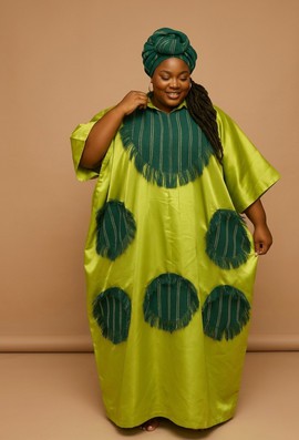 Emerald  Boubou with Aso-Oke Accents Gown|Wedding|Ceremonialoutfit|Casual outfit|