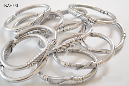 2 pieces African aluminum cuff bracelet handmade jewelry