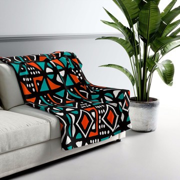 Mudcloth Blanket African Throw Fleece Fabric (MORE SIZES AVAILABLE)