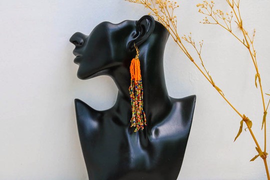 Boucles d’oreilles perlées africaines, boucles d’oreilles Beaded Fringe, boucles d’oreilles élégantes, boucles d’oreilles tribales, boucles d’oreilles Boho