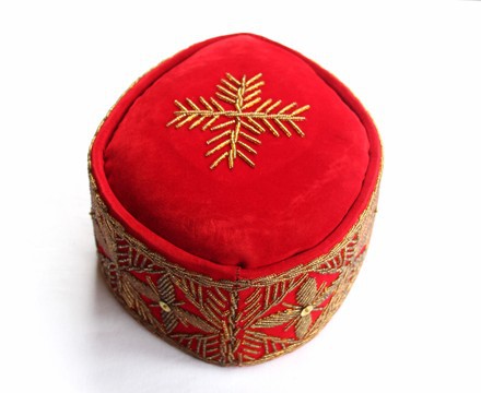 Velvet Stoned Crown Wedding Hat, Traditional Beaded Cap, African Mens Hat, African Wedding Hat