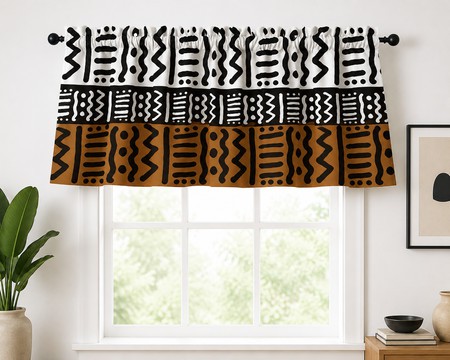 Cantonnière de rideau en tissu Kuba traditionnel | Habillage de fenêtre d’inspiration africaine | Bynelo