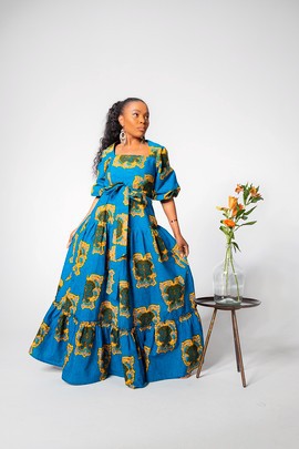 AYAOBA SQUARE NECK MAXI DRESS