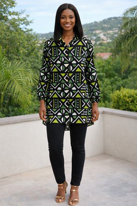 The Bogolan Grace Command Shirt Dress – Feminine, yet formidable
