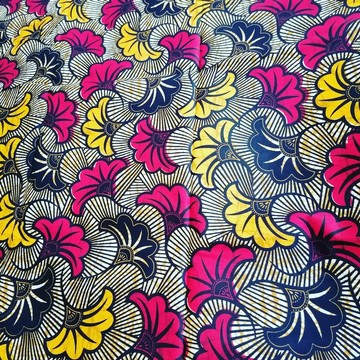 African Wax fabrics 100% cotton 1 yard "red and brown wedding flower"