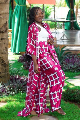 Silk and chiffon set. Silk Trousers and Chiffon Kimono Top