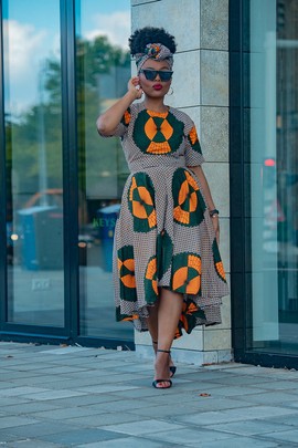 FABIENNE HI- LOW FLARE DRESS