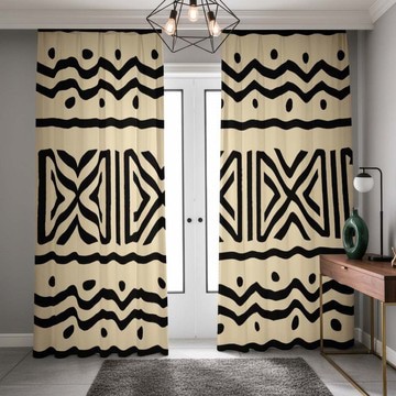 Blackout Zigzag Curtains African Pattern (Two Piece) LARGER SIZES AVAILABLE